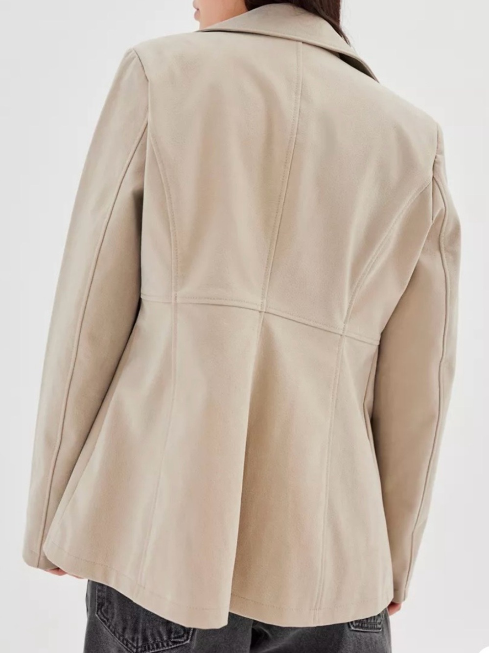 URBAN OUTFITTERS Beige Noa Faux Suede Tie-Front Business Jacket Blazer Size M - Picture 8 of 9